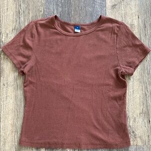 Old Navy Women's Ribbed Brown-Red Cropped Top